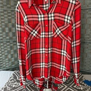Lucky Brand Red and Black Plaid Shirt